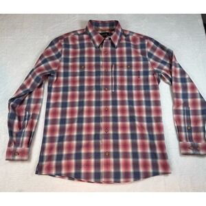 Orvis Tech Chambray Long Sleeve Work Shirt Mens Medium Red Plaid Outdoor Fishing